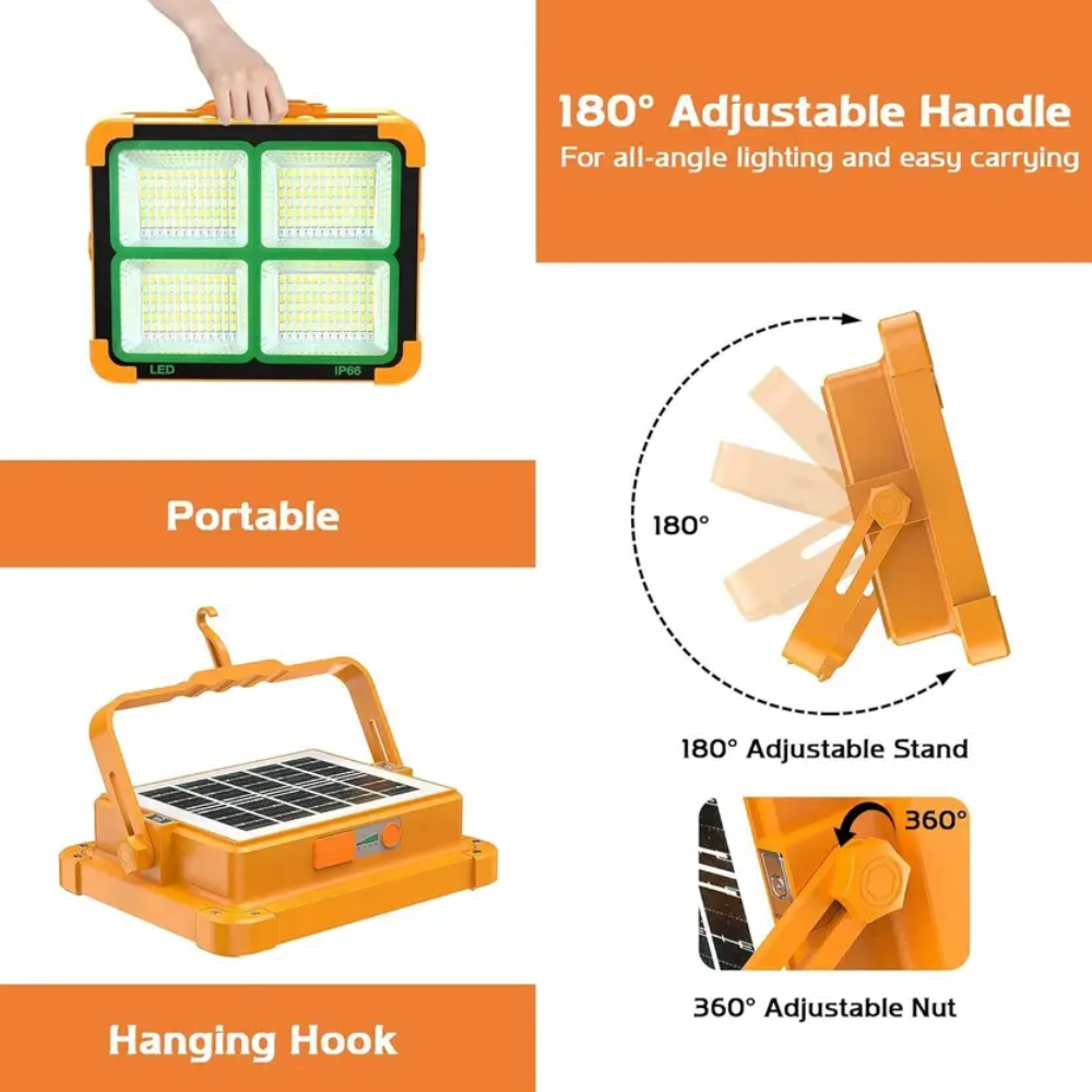 Solar & USB Rechargeable LED Flood Light Waterproof Lamp Solar Light Set
