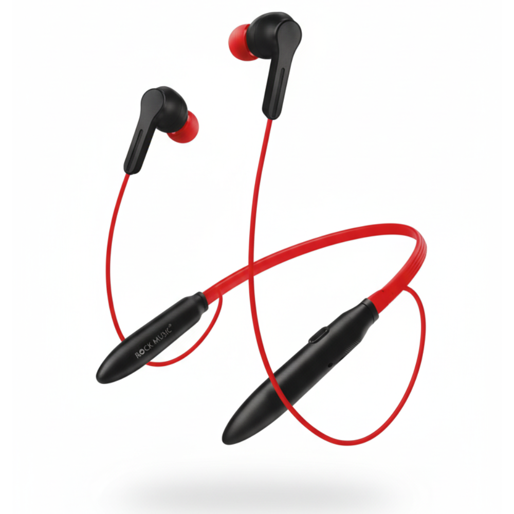 ROCK MUSIC WANTED Wireless Neckband – Deep Bass, Long Playtime & Comfortable Fit