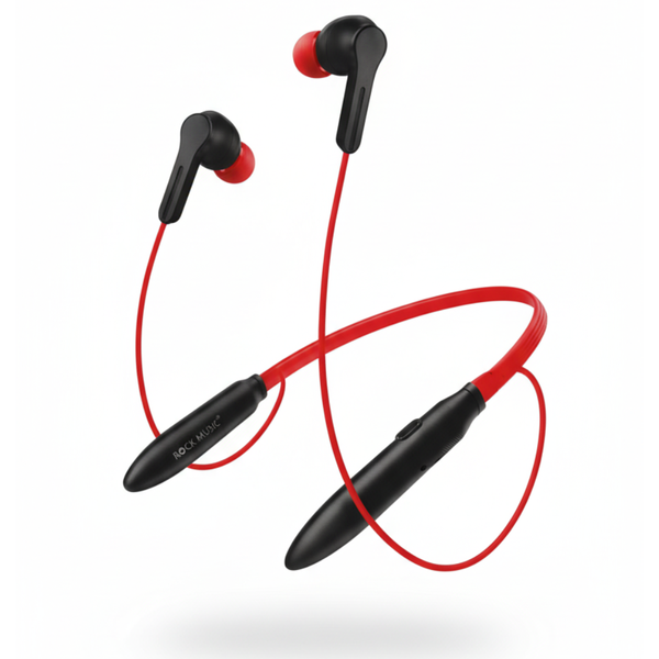 ROCK MUSIC WANTED Wireless Neckband – Deep Bass, Long Playtime & Comfortable Fit