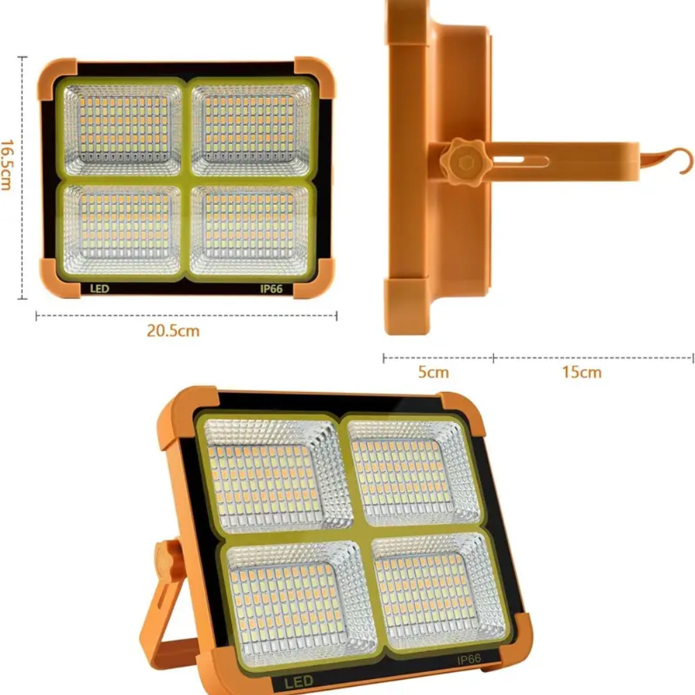Solar & USB Rechargeable LED Flood Light Waterproof Lamp Solar Light Set