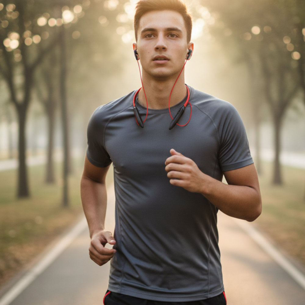 ROCK MUSIC WANTED Wireless Neckband – Deep Bass, Long Playtime & Comfortable Fit